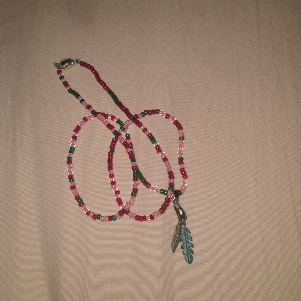 Hand made necklace with gorgeous glass seed beads